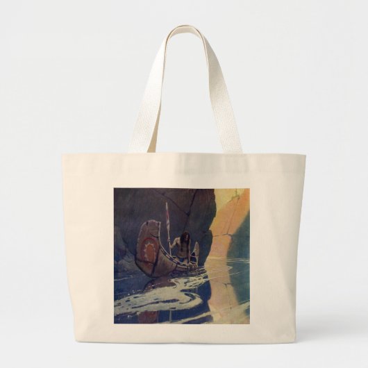  Indische kanoezadel met zonsymbool Grote Tote Bag (Voorkant)