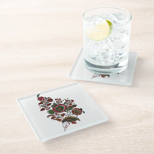  Indische katoenen Chintz stof Glazen Onderzetter (Schuin)