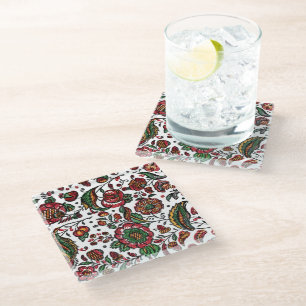  Indische katoenen Chintz stof Glazen Onderzetter