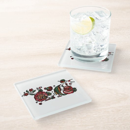 Indische katoenen Chintz stof Glazen Onderzetter (Schuin)