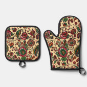 Indische katoenen Chintz stof Ovenwant & Pannenlap Set (Voorkant)