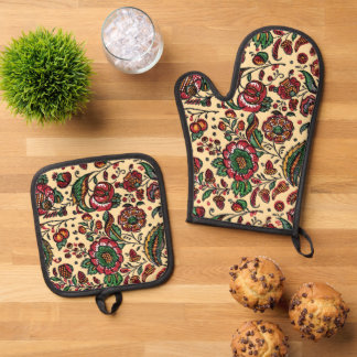  Indische katoenen Chintz stof Ovenwant & Pannenlap Set