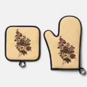  Indische katoenen Chintz stof Ovenwant & Pannenlap Set (Voorkant)