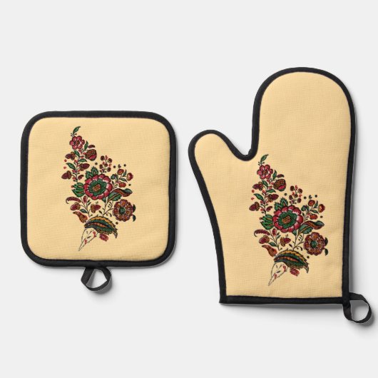  Indische katoenen Chintz stof Ovenwant & Pannenlap Set (Voorkant)