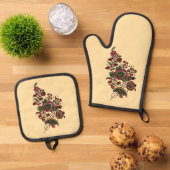  Indische katoenen Chintz stof Ovenwant & Pannenlap Set (Top down)