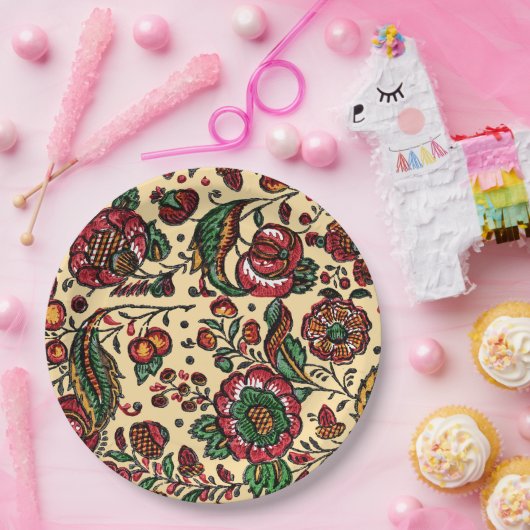  Indische katoenen Chintz stof Papieren Bordje (Feest)