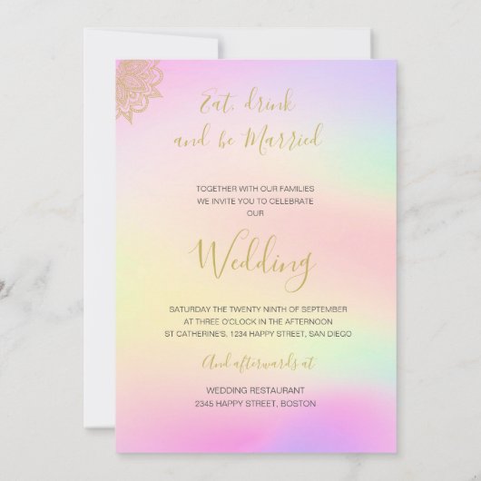 Indische kleurrijke goudkleurige moderne grafische kaart (Achterkant)