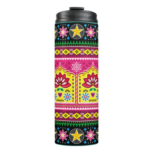 Indische kunstbloem voor vrachtwagens, naadloos fo thermosbeker (Voorkant)