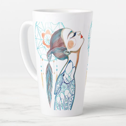 Indische Lady Art-Mok Latte Mok (Linkerhoek)