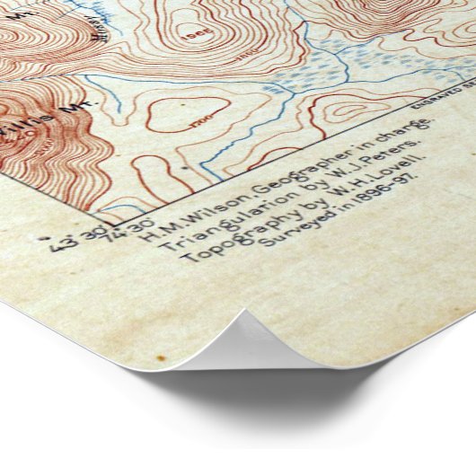 Indische Lake New York Topografische kaart Poster (Hoek)