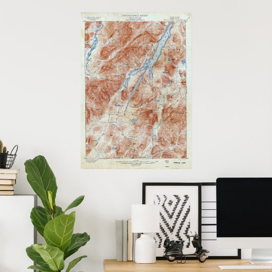 Indische Lake New York Topografische kaart Poster (Thuiskantoor)