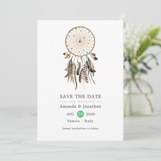 Indische legende Tribal Boho Wedding Save The Date (Staand voorkant)