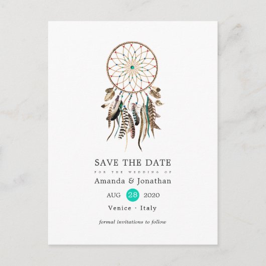 Indische legende Tribal Boho Wedding Save the Date Aankondigingskaart (Voorkant)