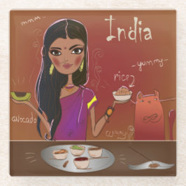 Indische levensmiddelen glazen onderzetter