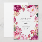 Indische lotus Waterverf trouwbestemming Kaart (Voorkant / Achterkant)