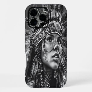 Indische meisje met krijgersgeest en veren iPhone 16 pro max hoesje