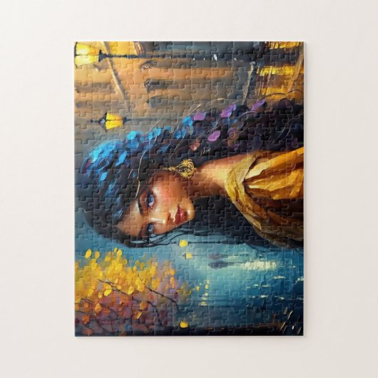 Indische motieven, digitale moderne, kleurvolle legpuzzel (Verticaal)