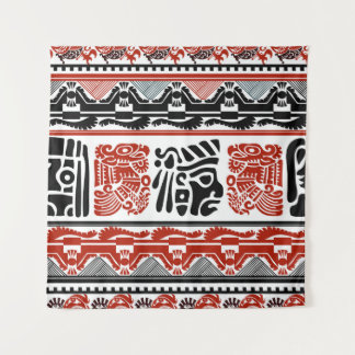 Indische motieven, zwart rood, naadloos patroon. wandkleed