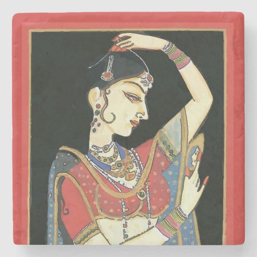 Indische, Mughal Woman, prinses Stenen Onderzetter (Voorkant)