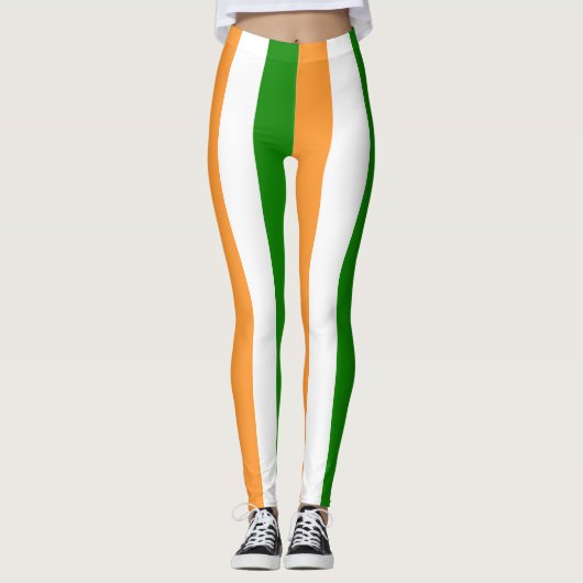 Indische nationale vlagkleuren verticale streep leggings (Voorkant)