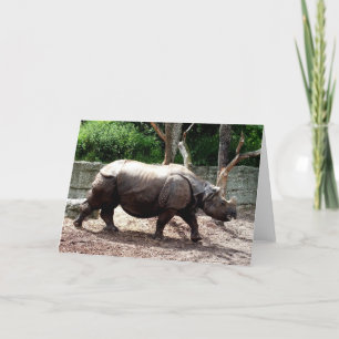 Indische neushoorn dier feestdagen kaart
