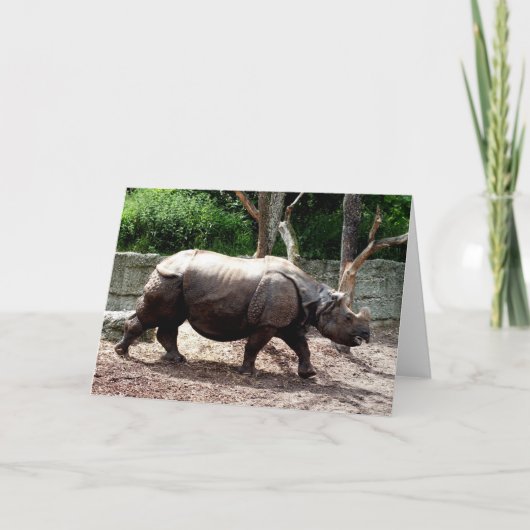 Indische neushoorn dier feestdagen kaart (Voorkant)