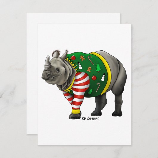 Indische neushoorn - kerstkaart (Voorkant / Achterkant)