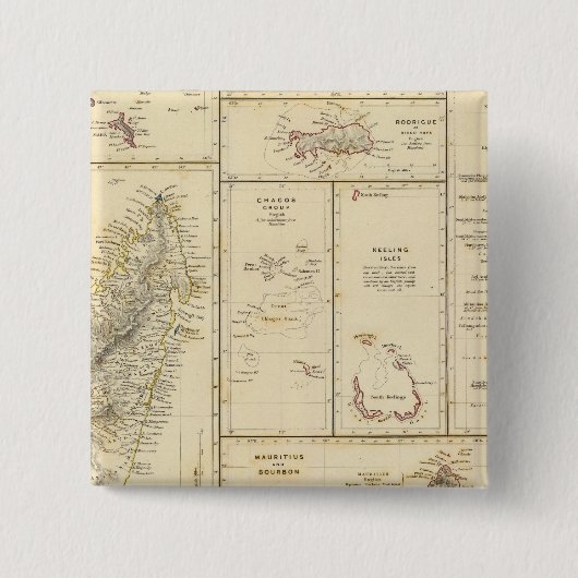 Indische Oceaan Vierkante Button 5,1 Cm (Voorkant)