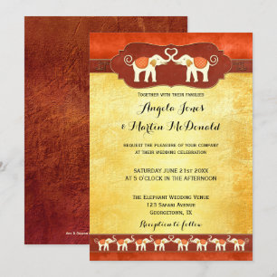 Indische of Afrikaanse witte olifanten bruiloft Kaart