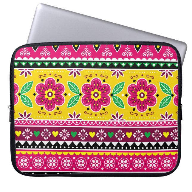 Indische of Pakistaanse truckkunst inspireerde naa Laptop Sleeve (Voorkant)