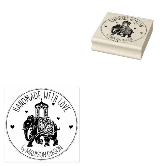 Indische olifant, aangepast handgemaakt met liefde rubberstempel (Gestempeld)