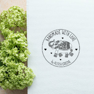 Indische olifant, aangepast handgemaakt met liefde rubberstempel