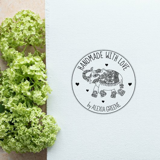 Indische olifant, aangepast handgemaakt met liefde rubberstempel