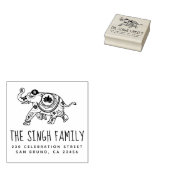 Indische olifant | Aangepast naam en retouradres Rubberstempel (Gestempeld)
