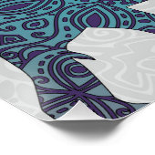 Indische olifant Blauwgroen en Paarse Lotus Poster (Hoek)