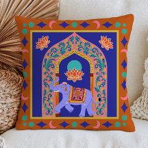 Indische Olifant Bruin & Blauw BOHO Chic Volkskuns
