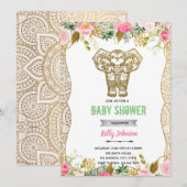 Indische olifant douche verjaardagsuitnodiging kaart (Voorkant / Achterkant)