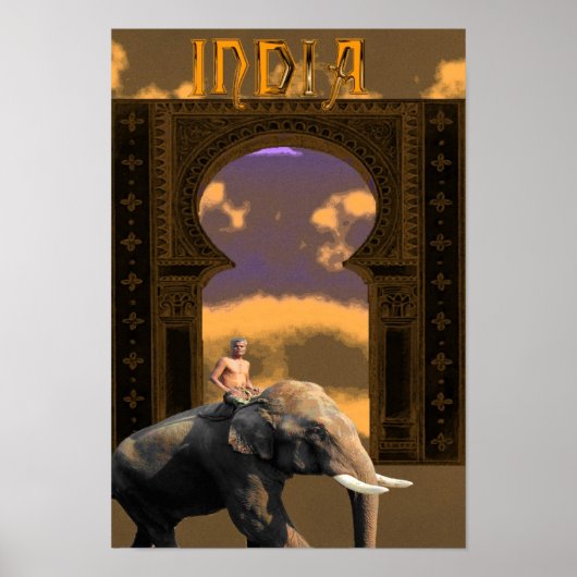 Indische olifant en Rider Poster (Voorkant)