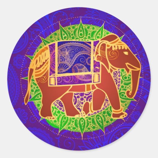 Indische olifant Envelope Seal Ronde Sticker (Voorkant)