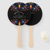 Indische olifant Floral Black Wedding Handwaaier (Voorkant en achterkant)
