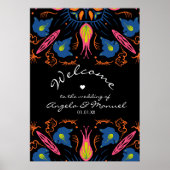 Indische olifant Floral Black Wedding Poster (Voorkant)