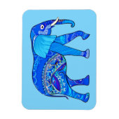 Indische olifant in een Blue Arabesque Pattern Magneet (Verticaal)