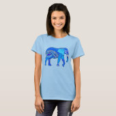 Indische olifant in een Blue Arabesque Pattern T-shirt (Voorkant volledig)