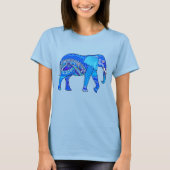 Indische olifant in een Blue Arabesque Pattern T-shirt (Voorkant)