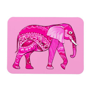 Indische olifant in een Fuchsia Pink Arabesque Pat Magneet