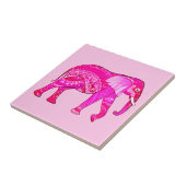Indische olifant in een Fuchsia Pink Arabesque Pat Tegeltje (Zijkant)