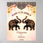 Indische olifant Indische bruiloft, welkomstbord Poster (Voorkant)