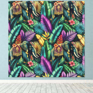 Indische Olifant Jungle Dromen Naadloos Oppervlak Canvas Afdruk