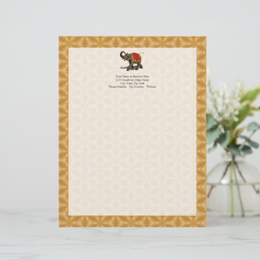 Indische olifant met rode doek briefhoofd ontwerp (Staand voorkant)