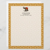 Indische olifant met rode doek briefhoofd ontwerp (Voorkant / Achterkant)